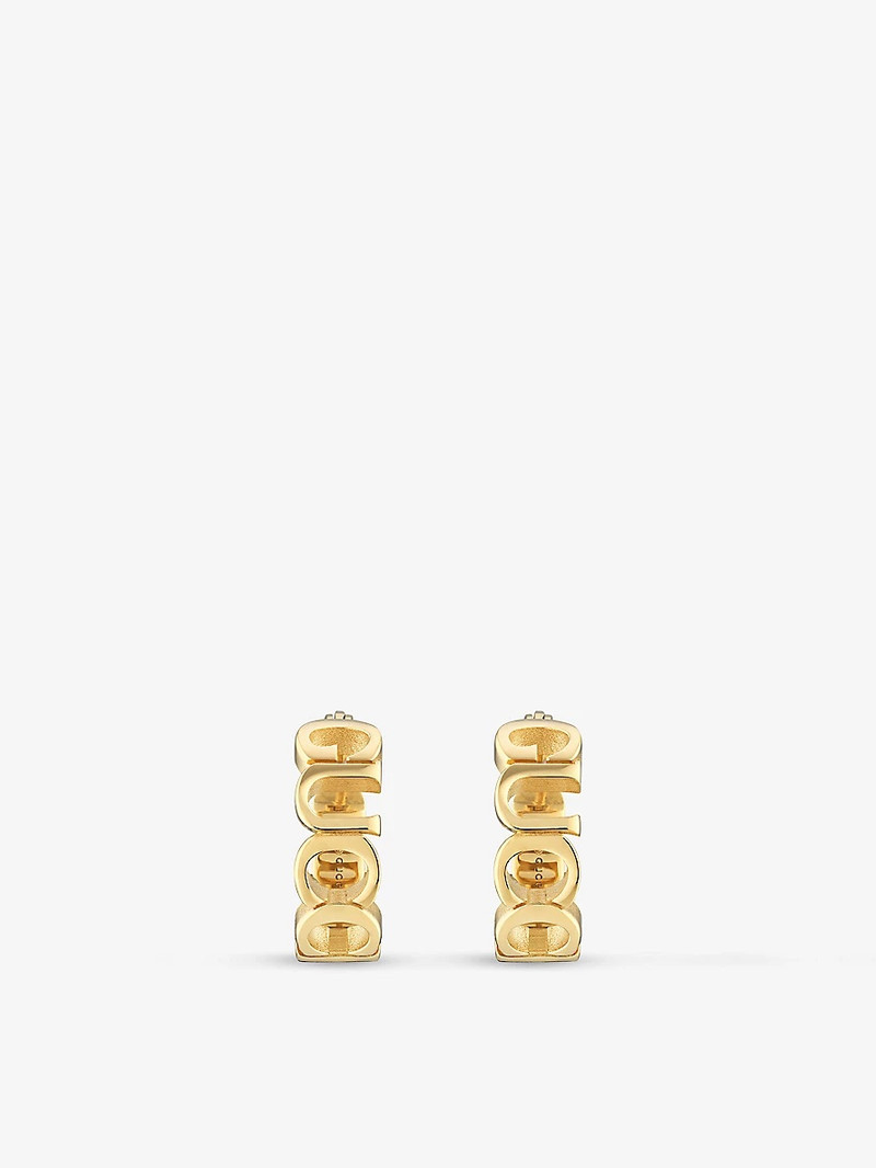 GUCCI Script yellow gold-tone metal hoop earrings outlook