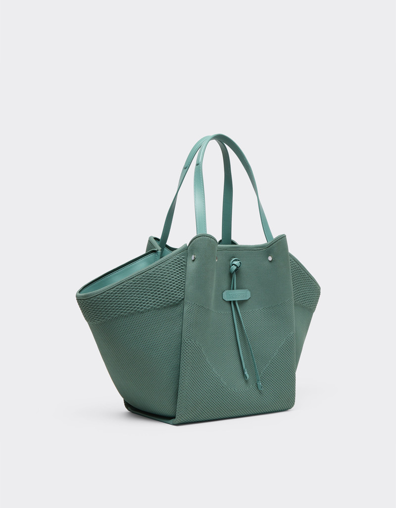 Knitted and leather tote bag 3