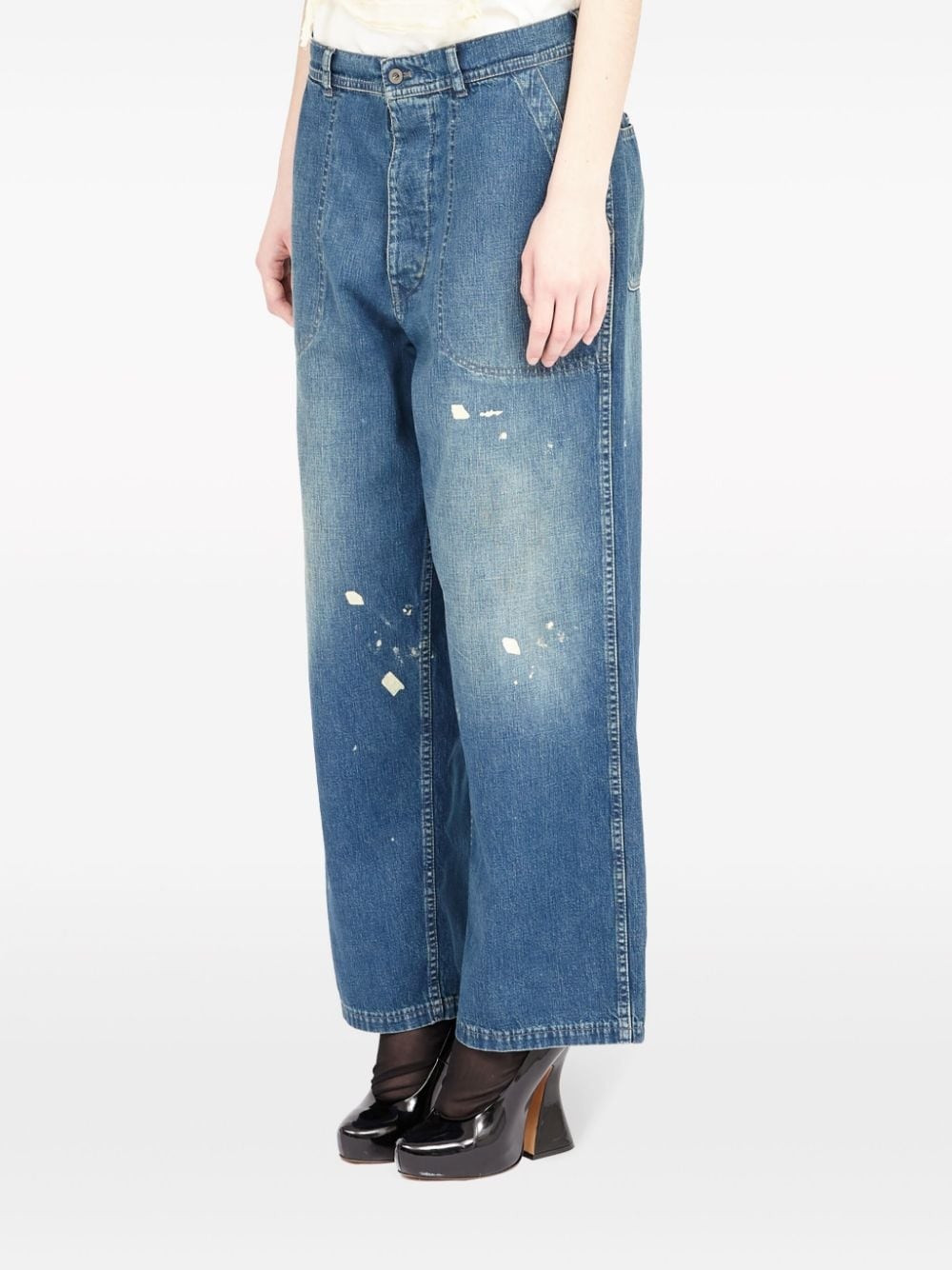 paint-splatter wide-leg jeans - 4