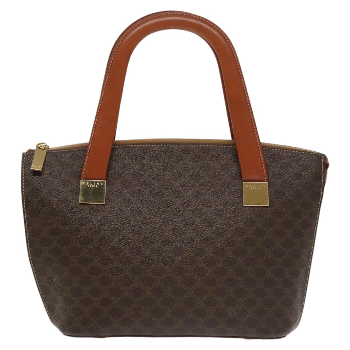 CELINE Macadam Canvas Hand Bag Pvc Leather Brown Gold - 2