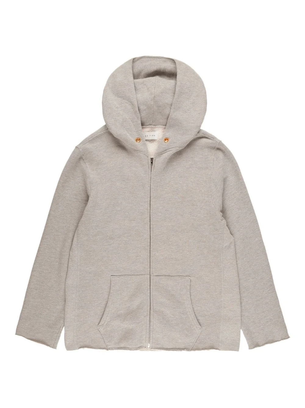 raw-edge front-zip hoodie - 1