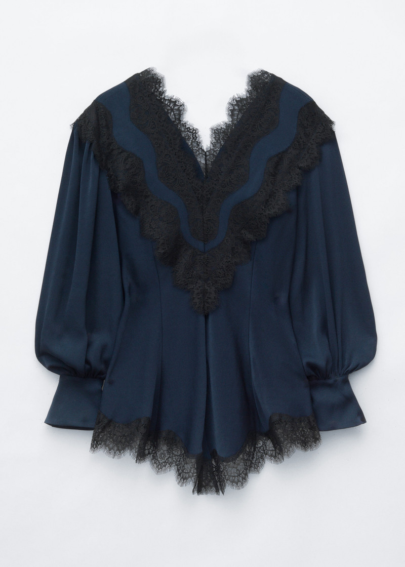 Lace-Detail Crepe Blouse 1