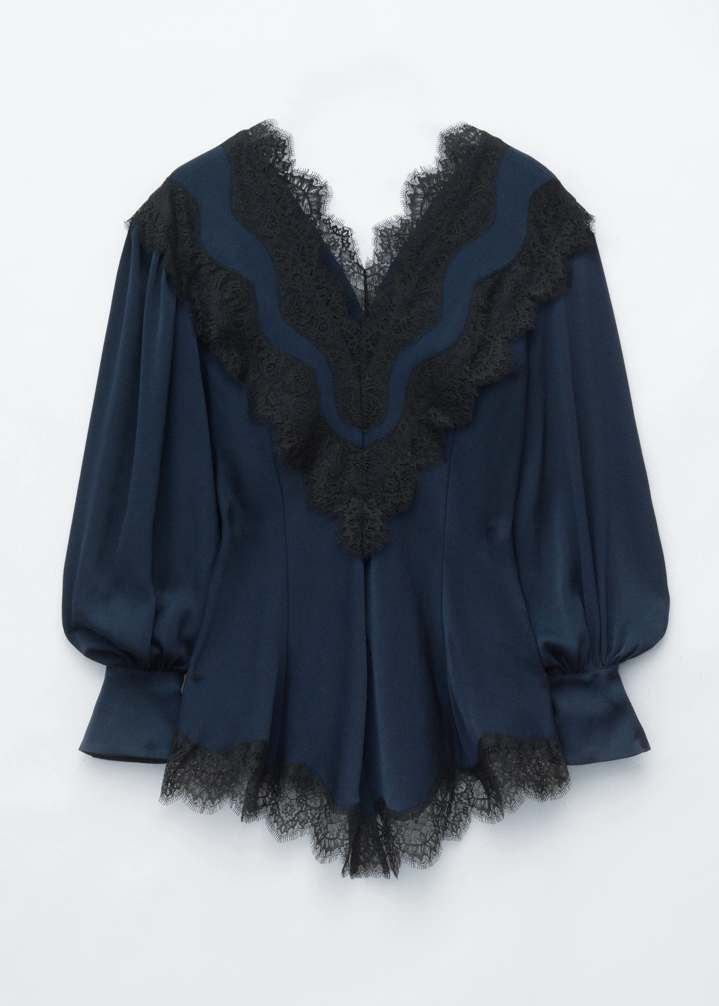 Lace-Detail Crepe Blouse - 1