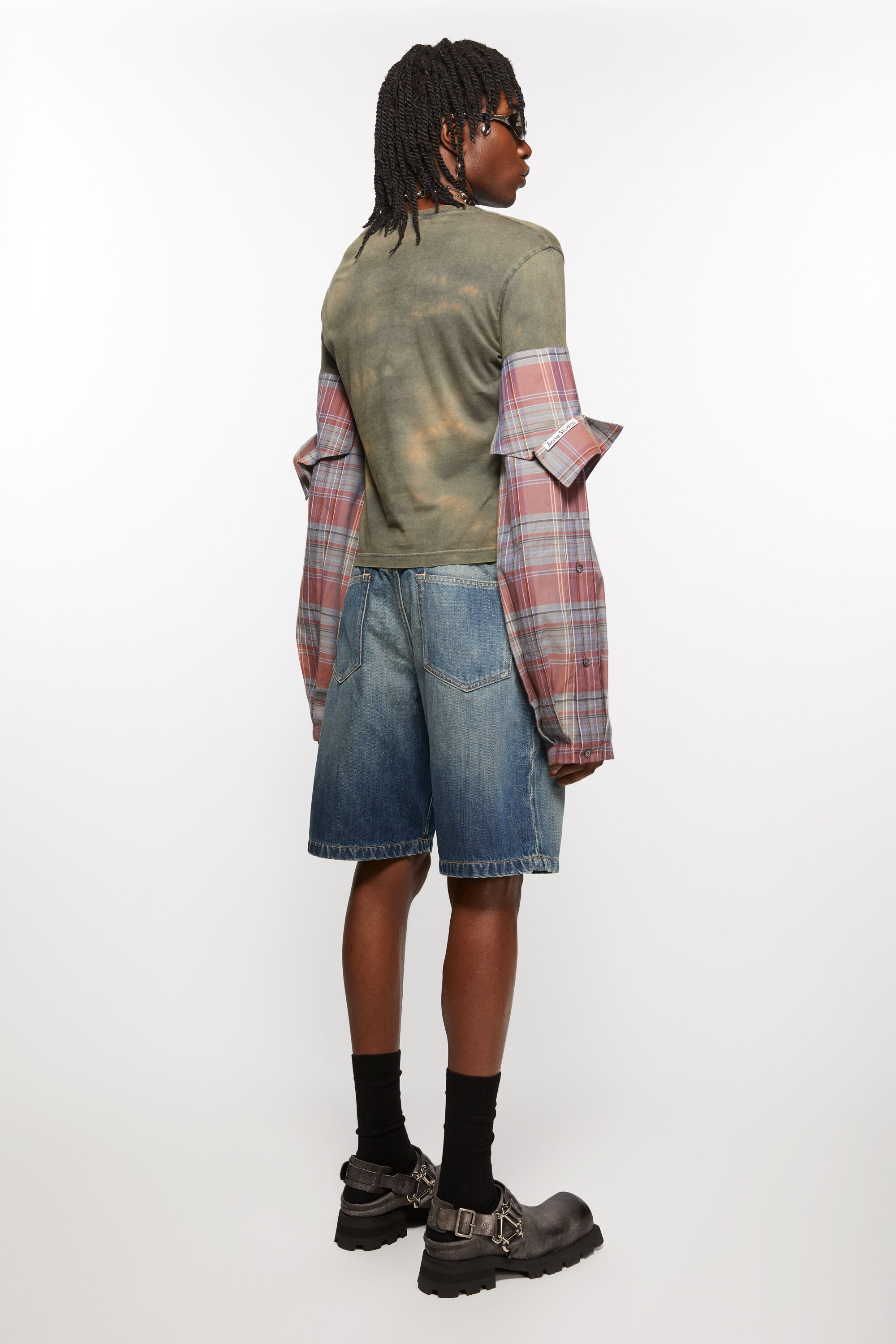 Loose fit denim shorts - Mid Blue - 3