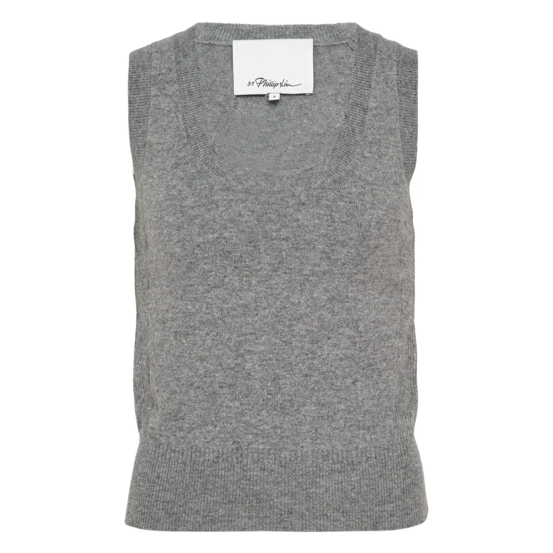 Wool Cashmere Blend Scoop Neck Vest - 1