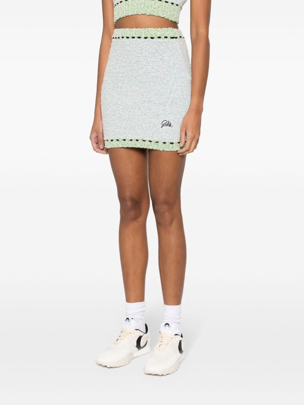 logo-embroidered bouclÃ© mini skirt - 3