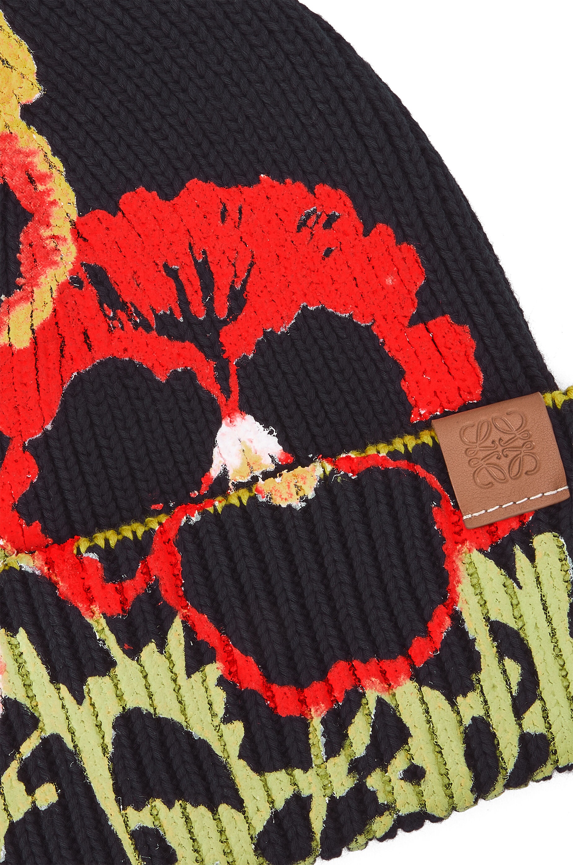 Pansies beanie in cotton and calfskin - 4