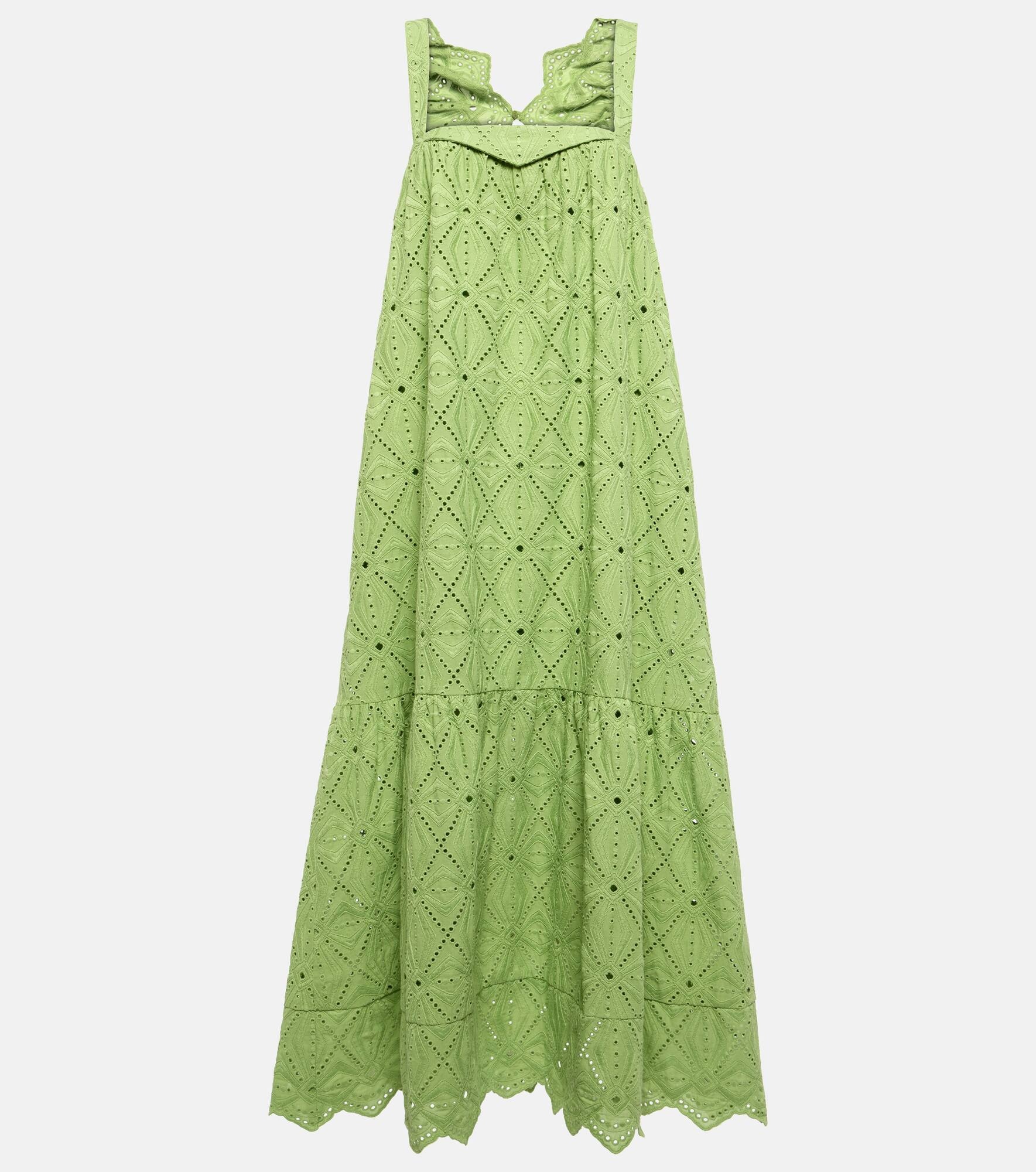 Embroidered cotton-blend maxi dress - 1