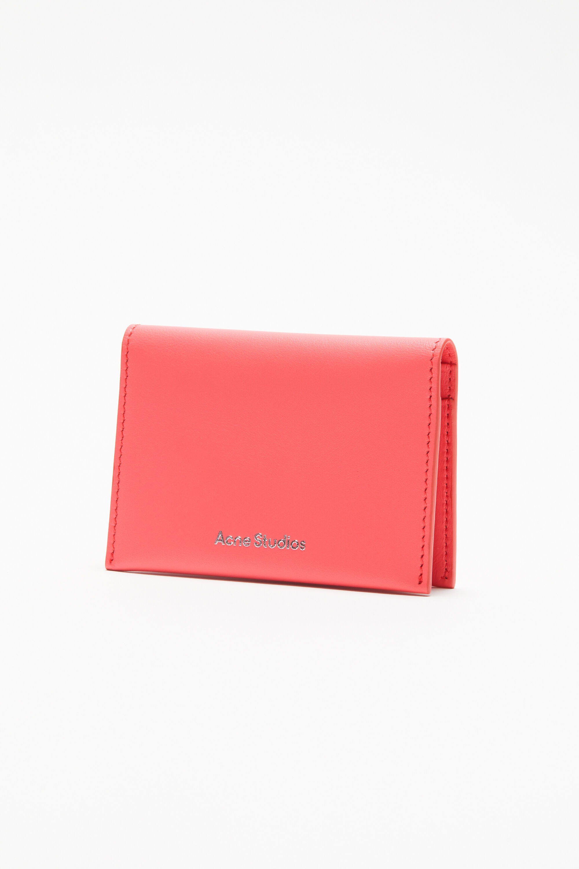 Folded leather wallet - Electric pink - 3