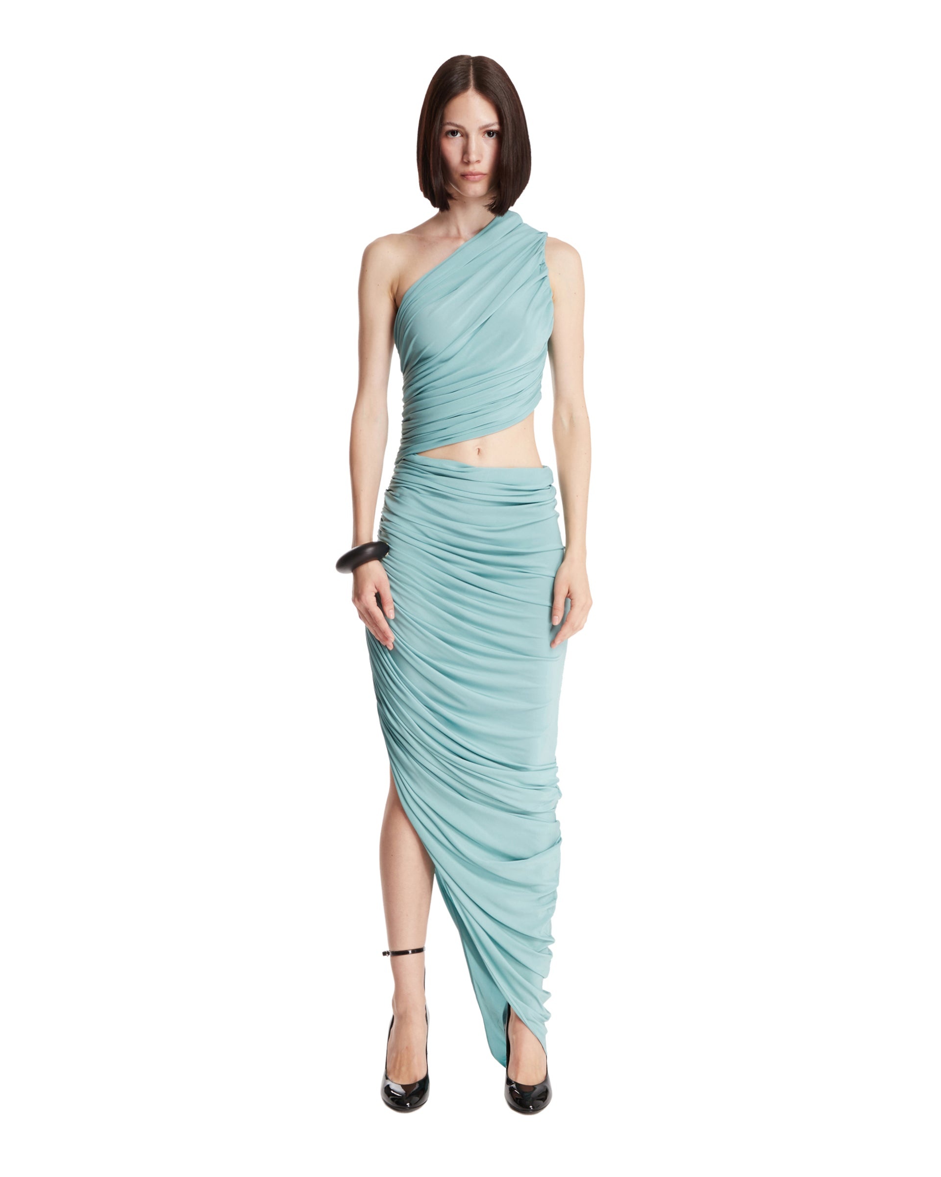 Blue Asymmetric Cut-out Dress - 1