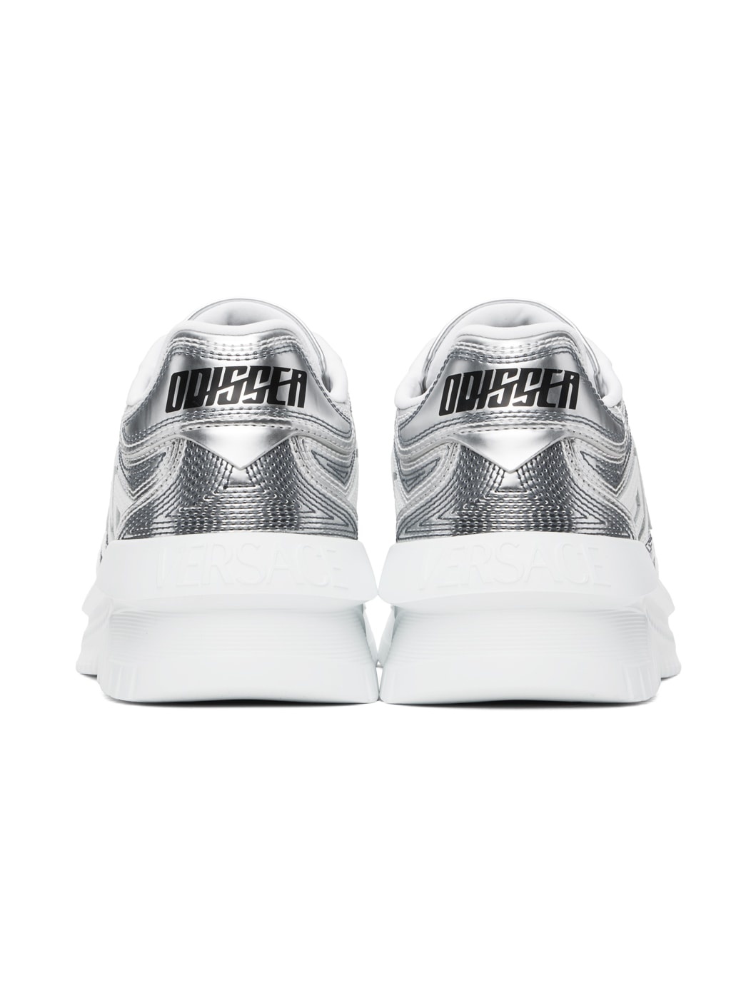Silver & White Metallic Greca Oddisea Sneakers - 2