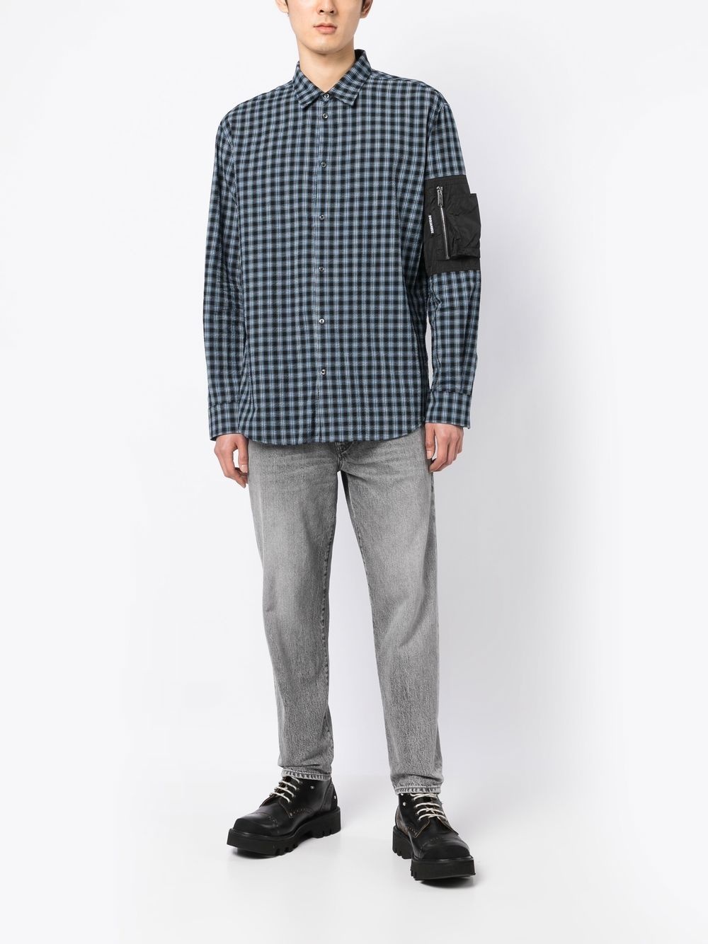 plaid-print zip-pocket shirt - 2