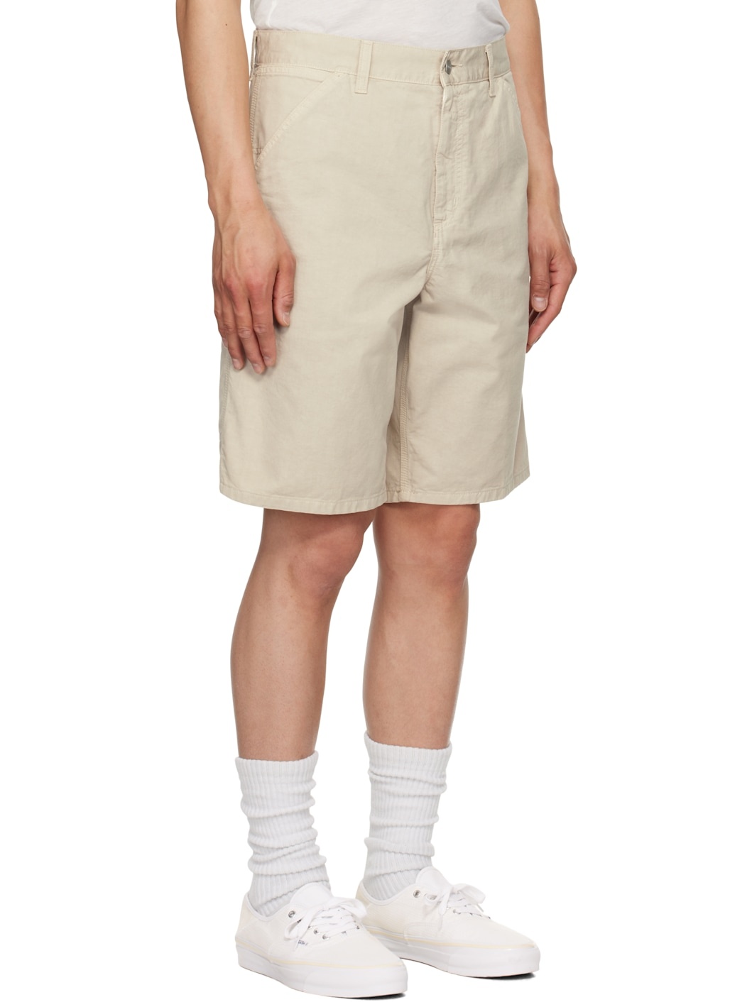 Beige Single Knee Shorts - 2