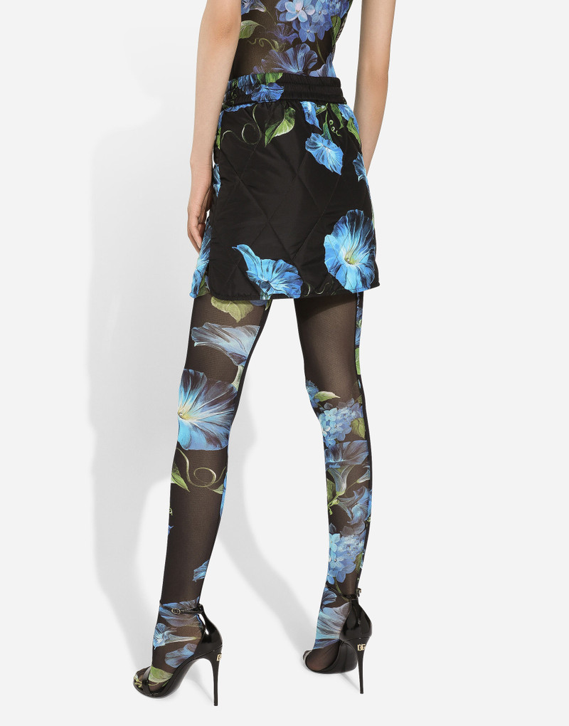 Fabric miniskirt with bluebell print 4