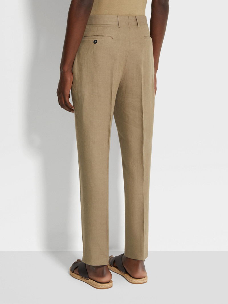 OLIVE GREEN OASI LINO PANTS 5