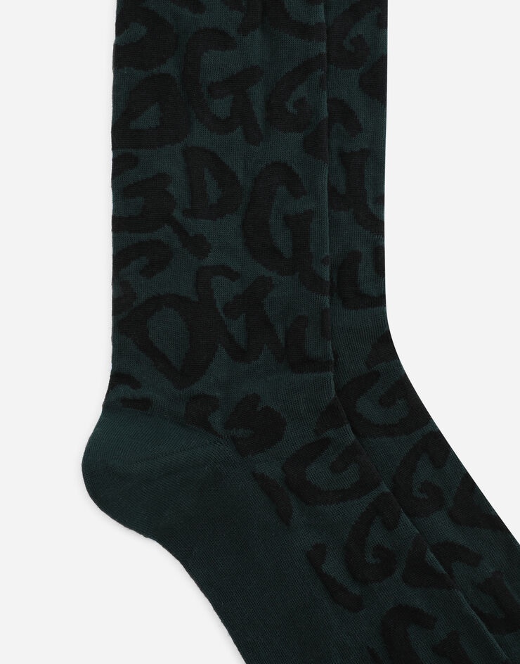 Stretch cotton socks with jacquard DG logo - 2