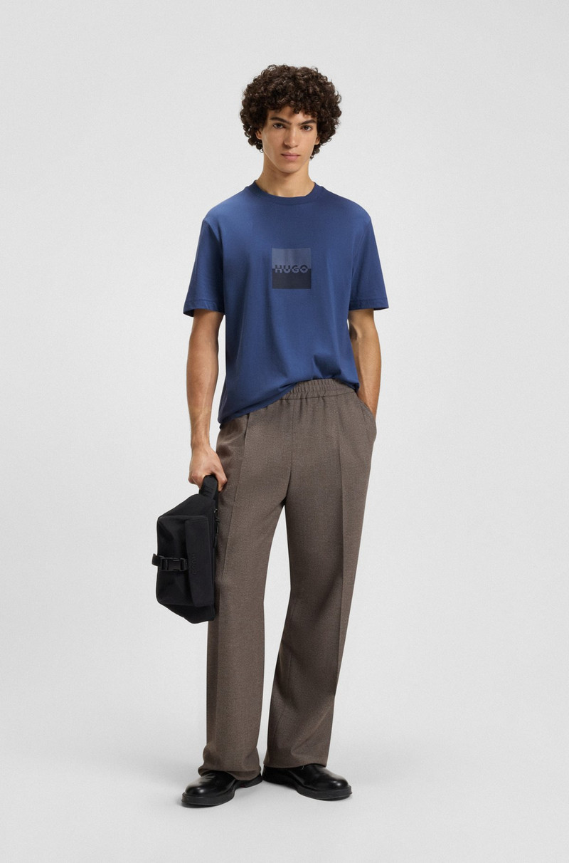 HUGO COTTON-JERSEY T-SHIRT WITH SPLIT-LOGO PRINT outlook