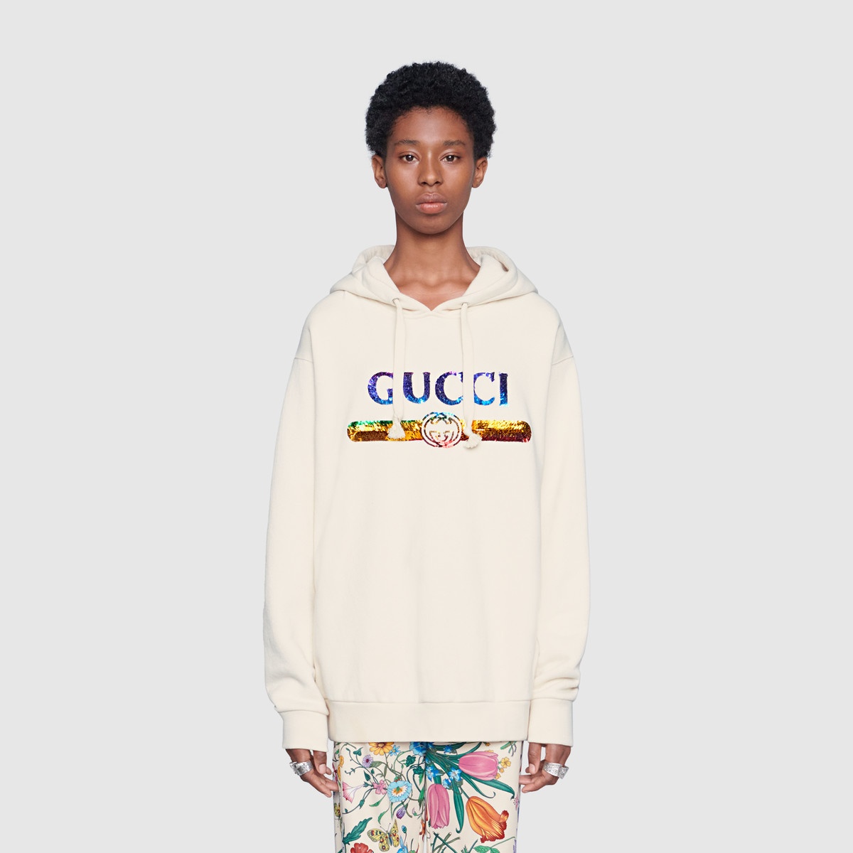 Sweatshirt with sequin Gucci logo - 3