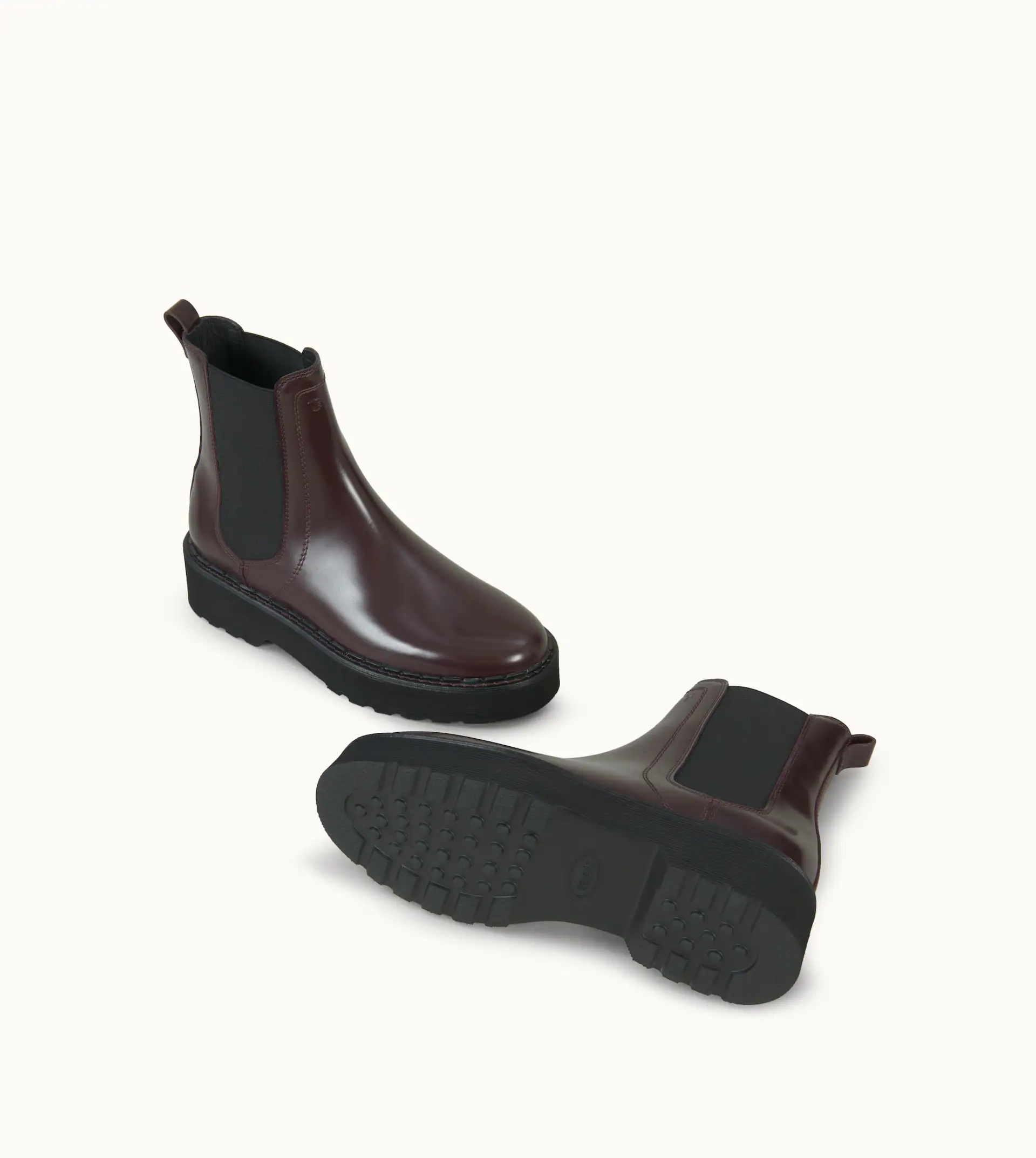 ANKLE BOOTS IN LEATHER - BURGUNDY - 4
