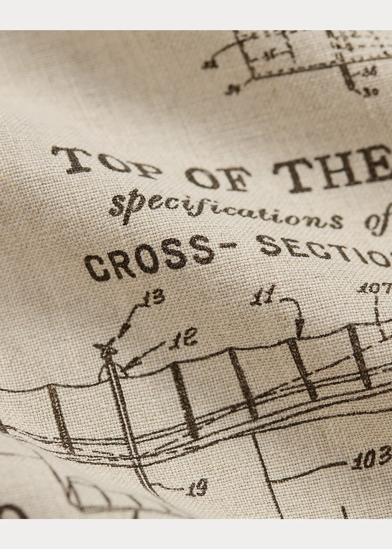 Airplane-Print Linen Camp Shirt 5