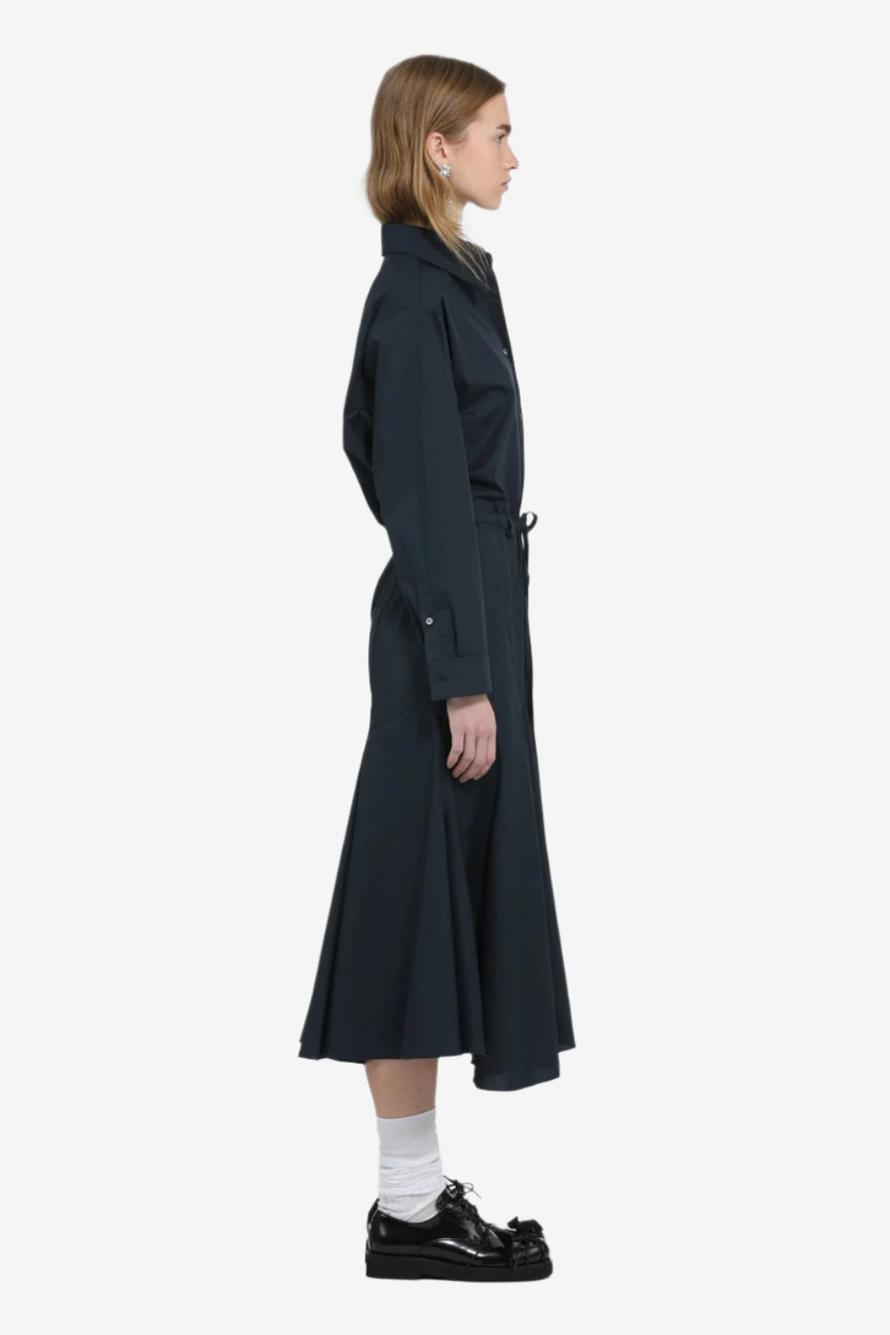 LONG DRESS WITH DRAWSTRING WAIST - 3