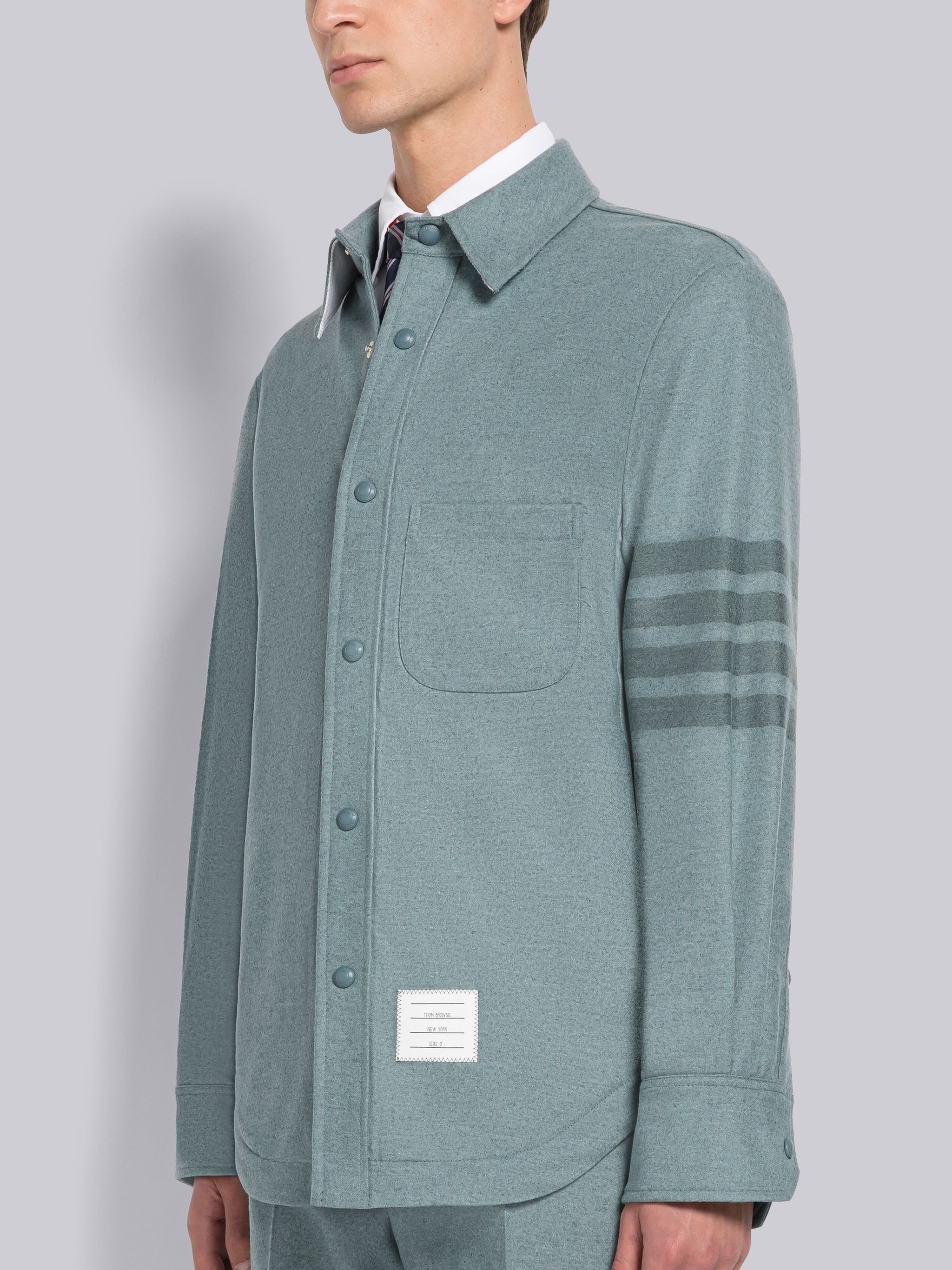 Flannel 4-Bar Snap Front Shirt Jacket - 2