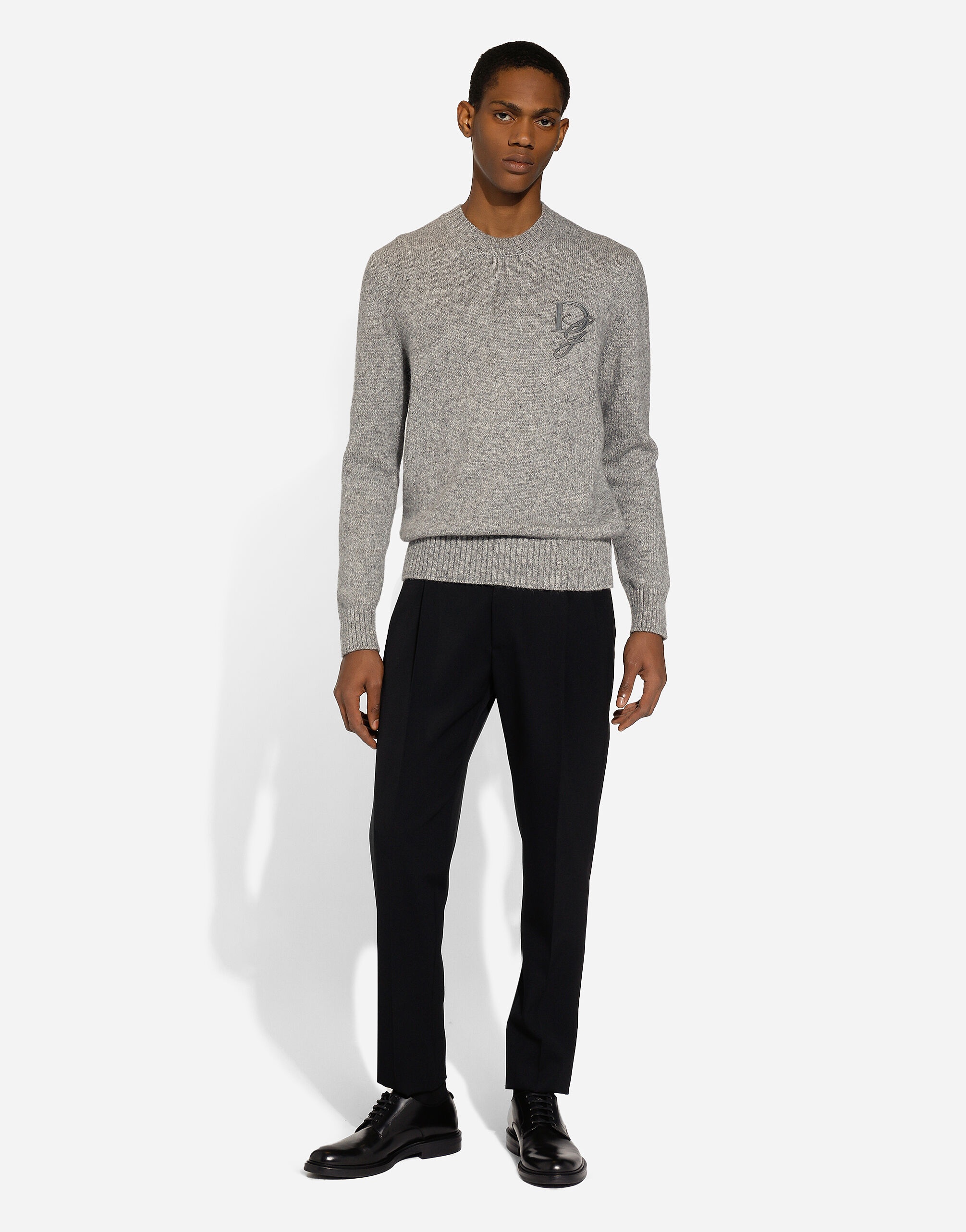 Round-neck wool sweater with DG embroidery - 2