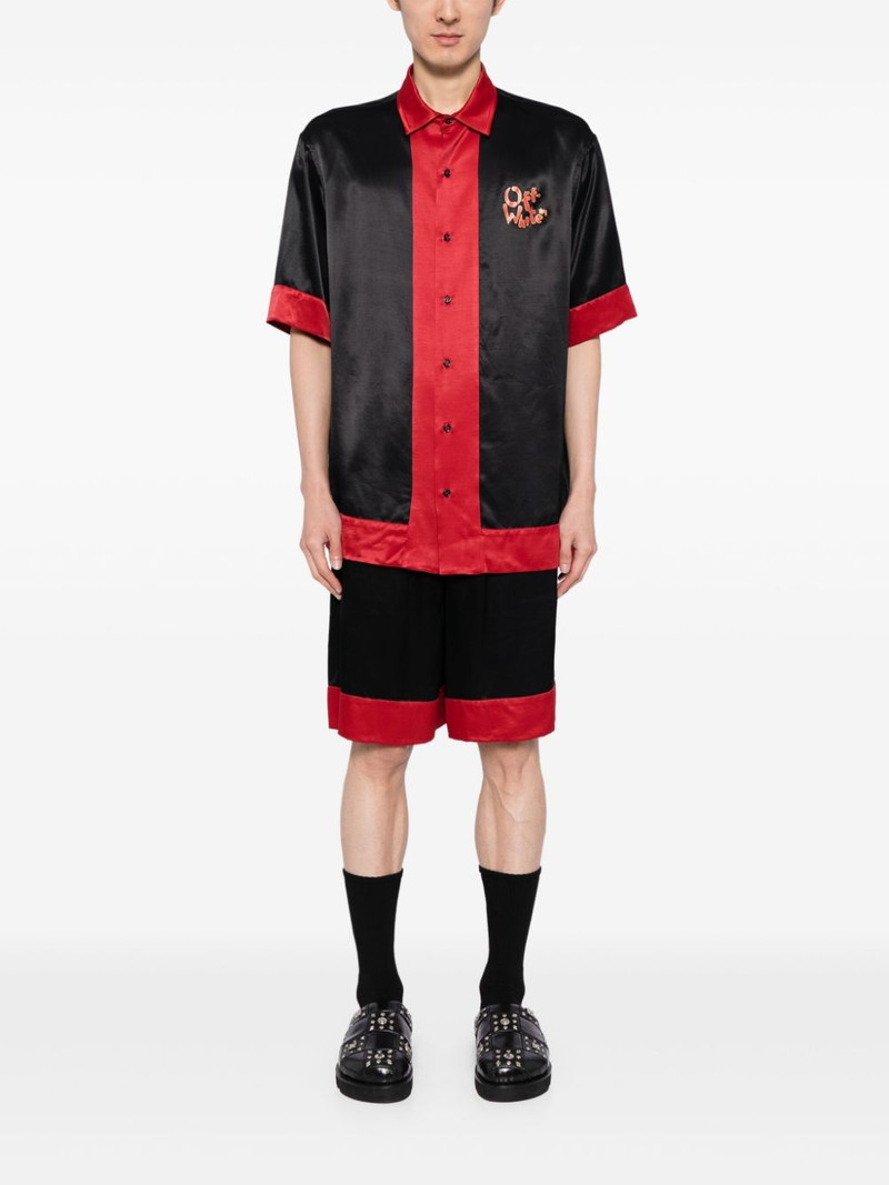 Off-White logo-print wide-leg track shorts outlook