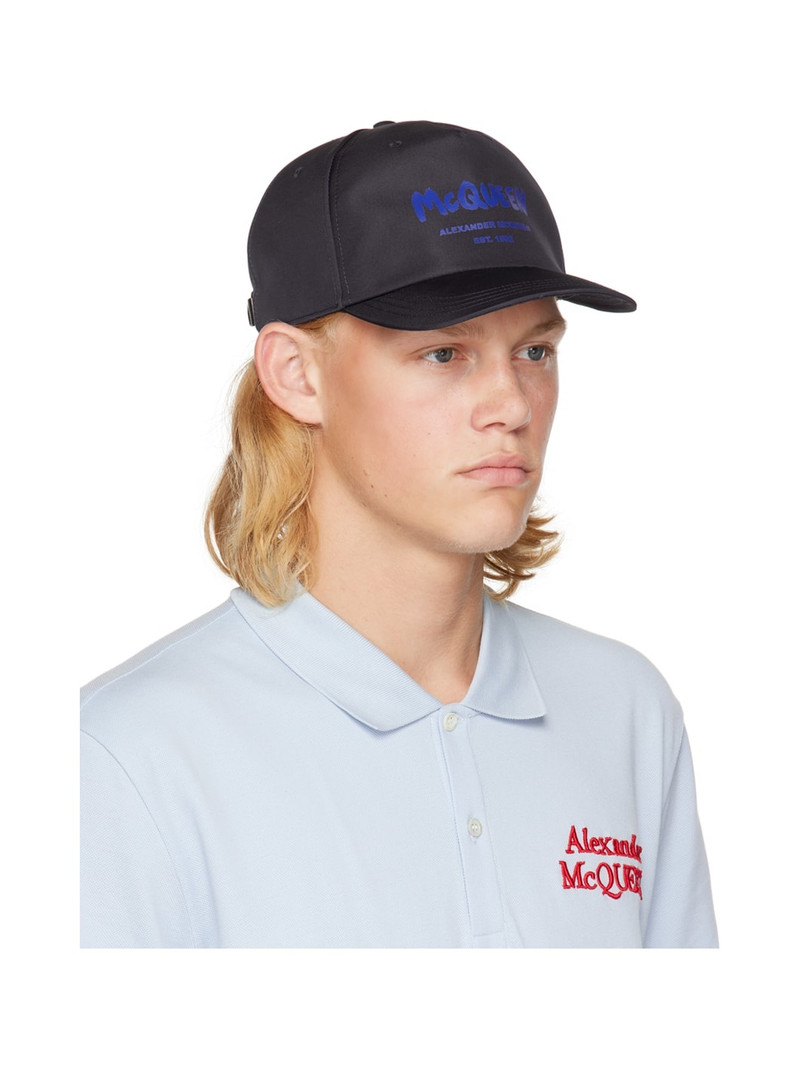 Alexander McQueen Navy Graffiti Cap outlook
