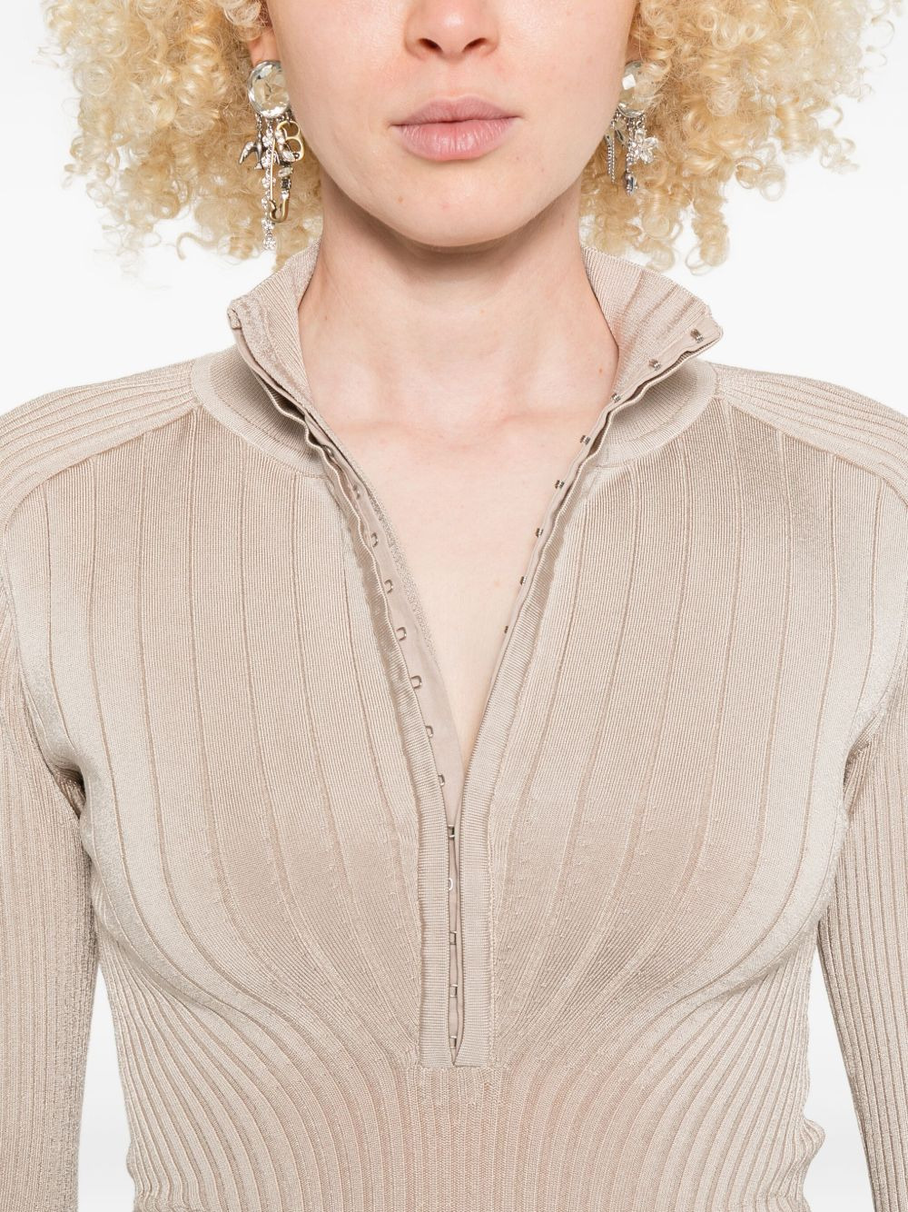ribbed zip-front sweater - 5