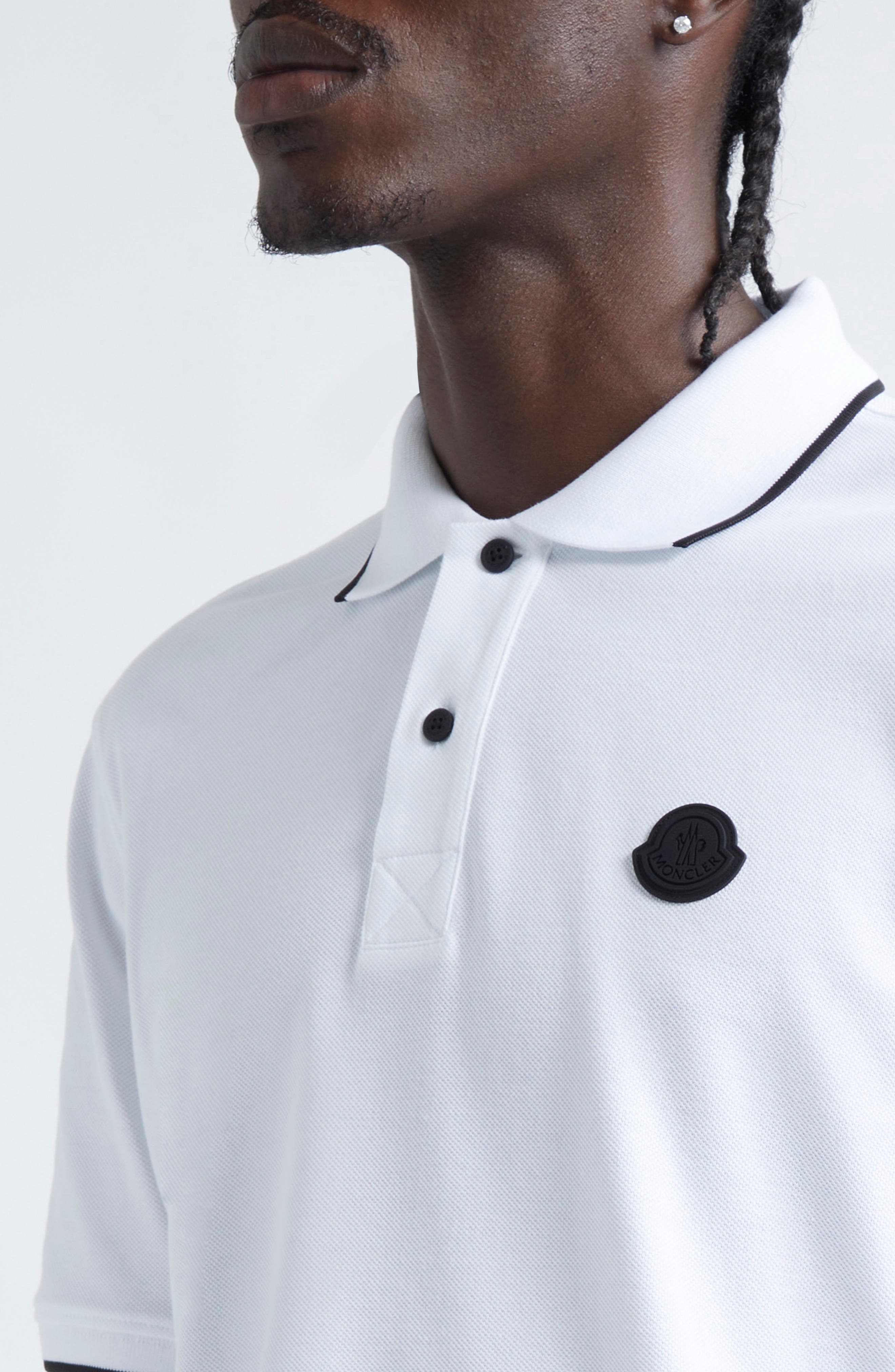 Moncler Logo Cotton Polo in White at Nordstrom - 4
