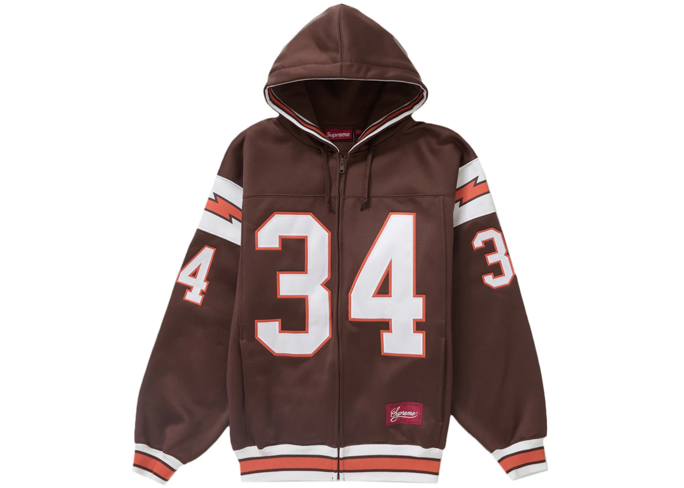 Supreme Football Zip Up Hooded Sweatshirt Brown - 1