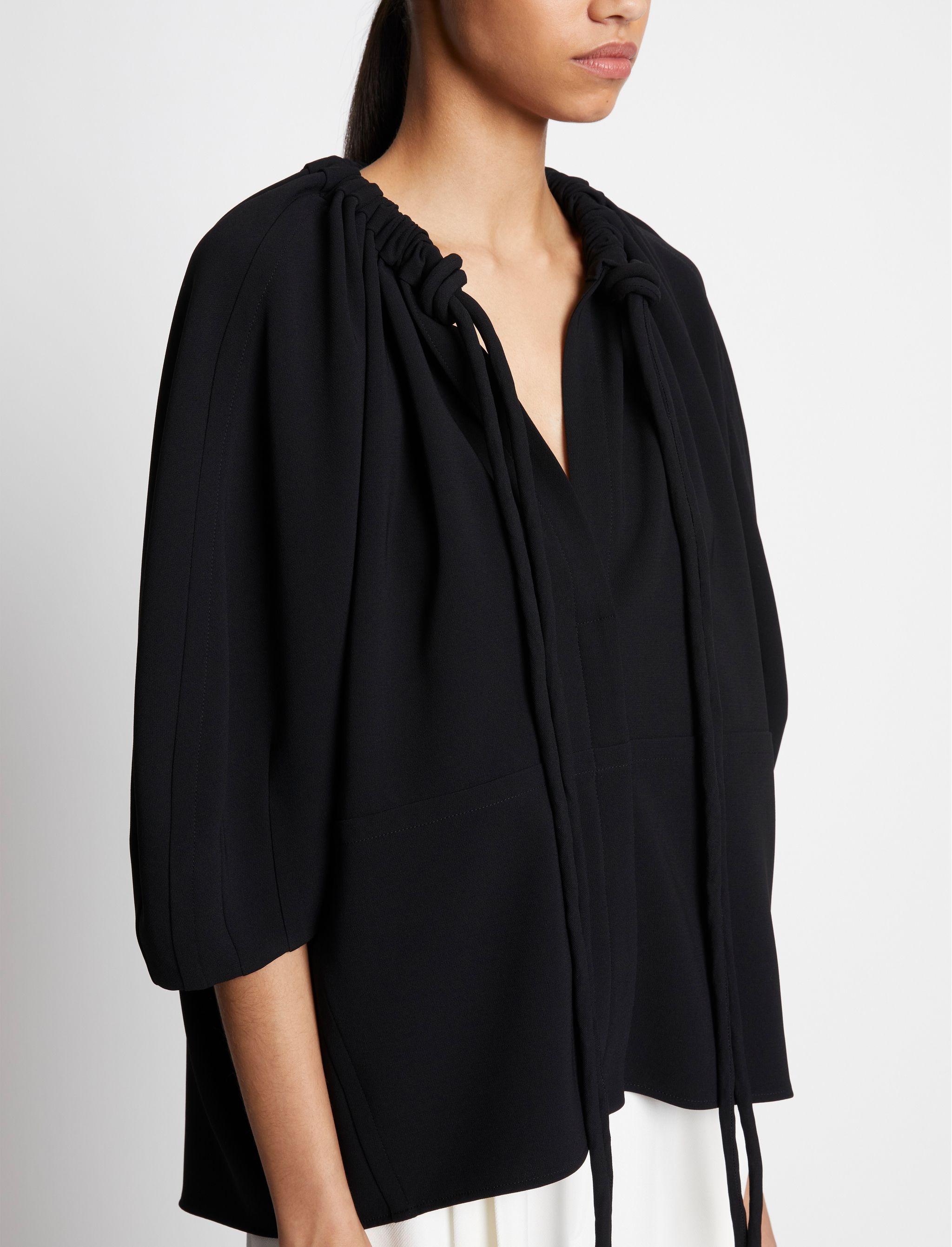 Matte Crepe V-neck Top - 6