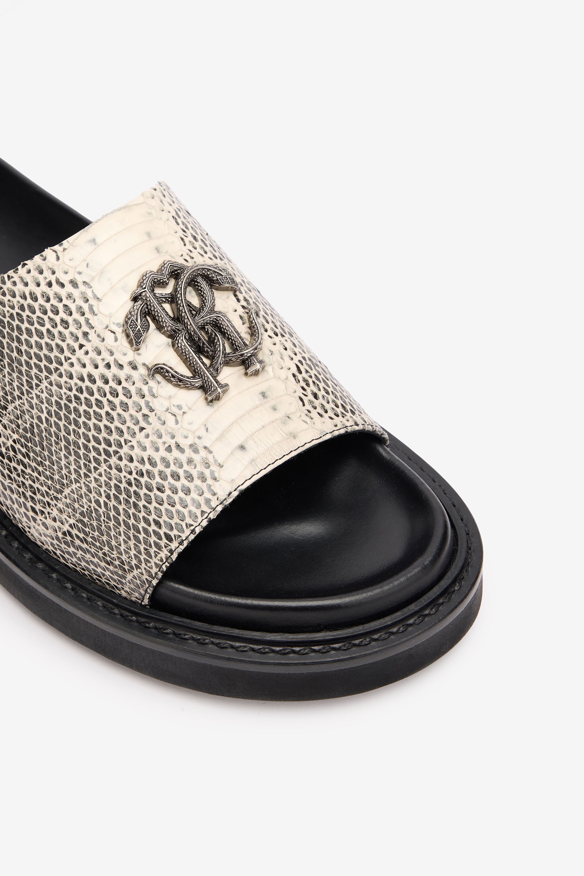 Slides With Cobra Print And Mirror Snake Monogram - 4