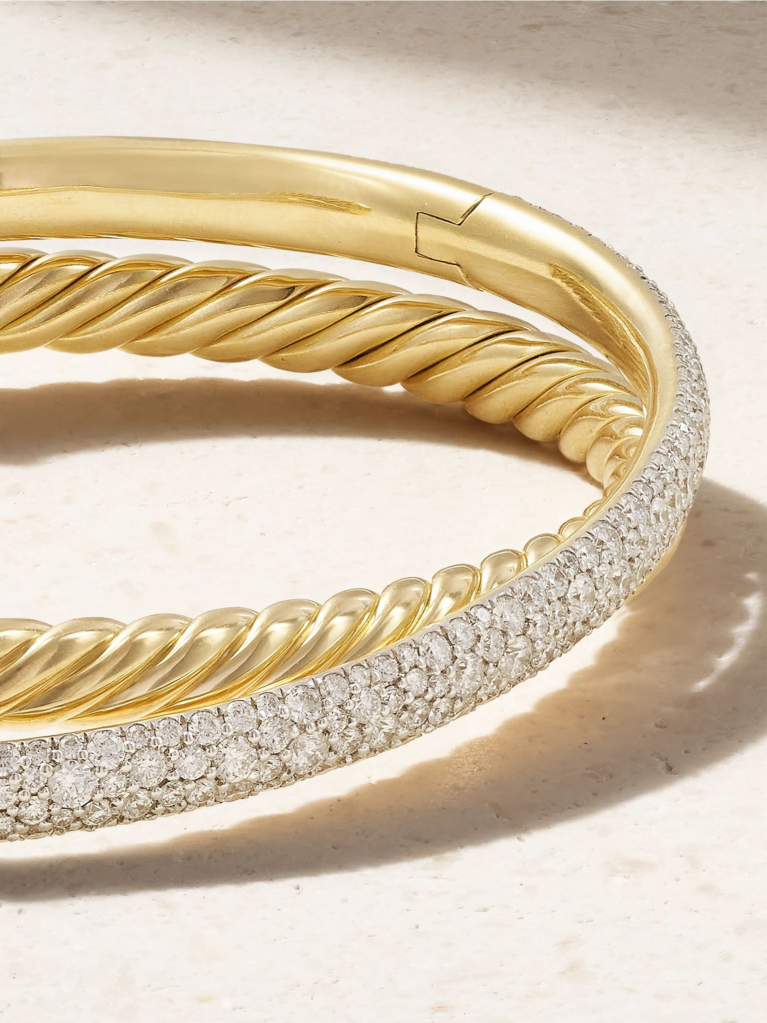 Crossover® Two Row 18-karat yellow and white gold diamond cuff Gold - 3
