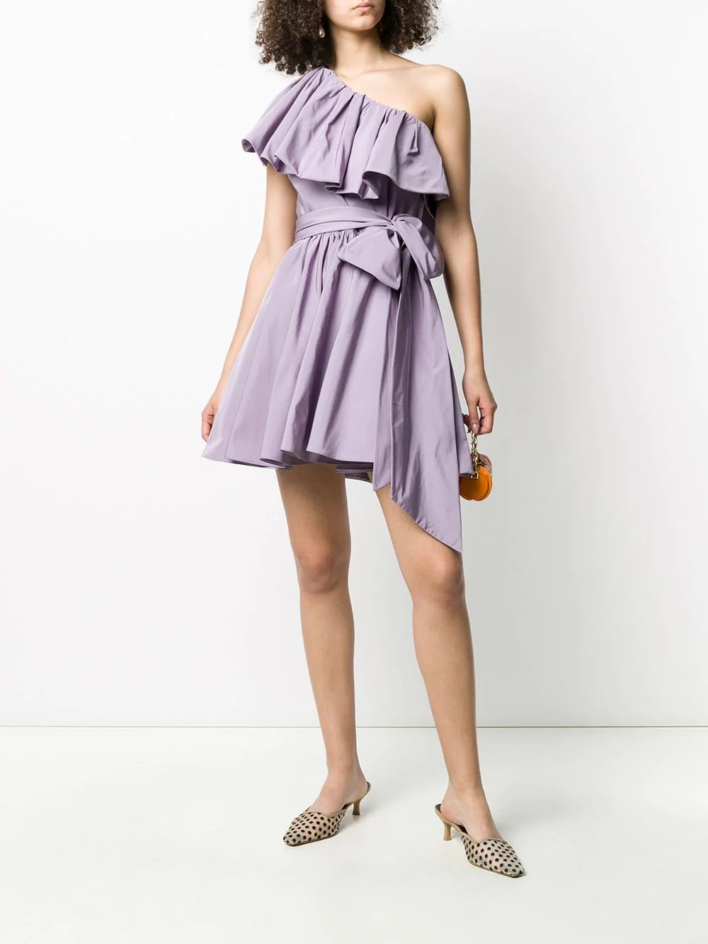 one-shoulder ruffle dress - 2