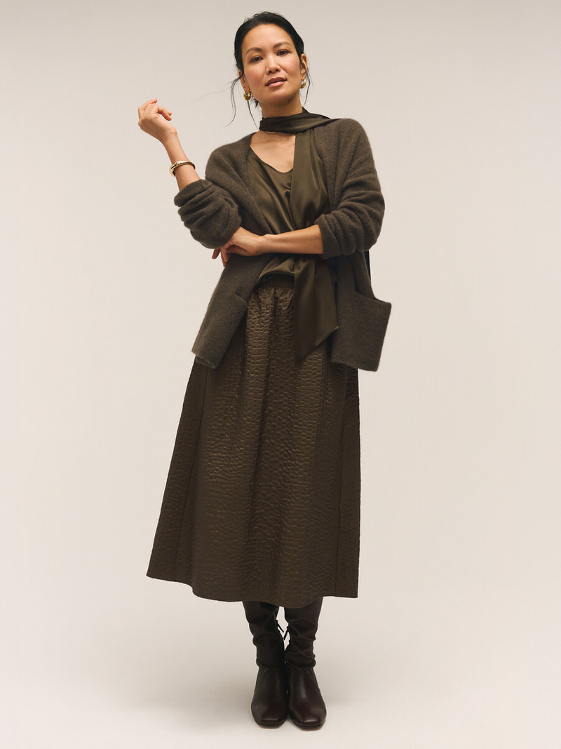 Quilted Silk A-Line Skirt 8