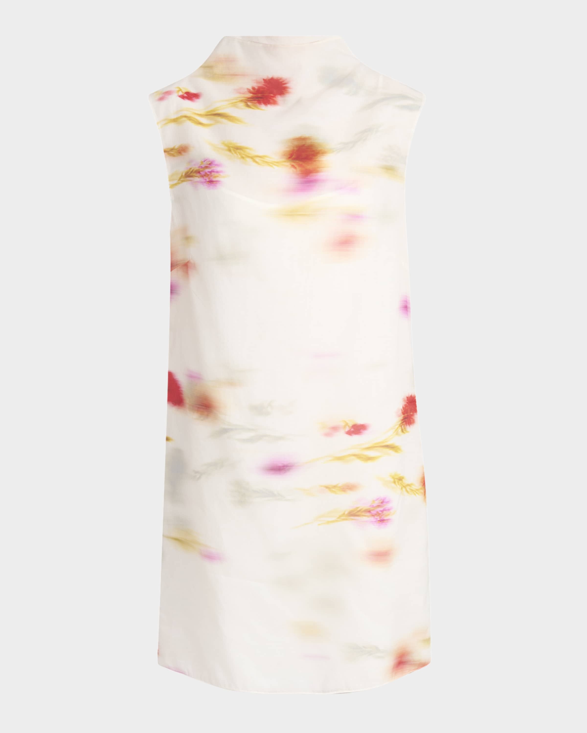 Blossom Flower Organdy Funnel-Neck Mini Dress - 2