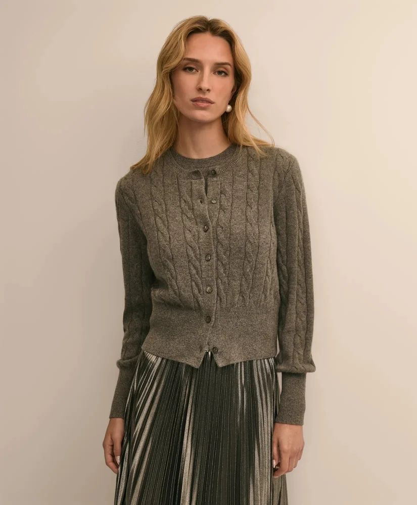 Cashmere Cable-Knit Cardigan - 1