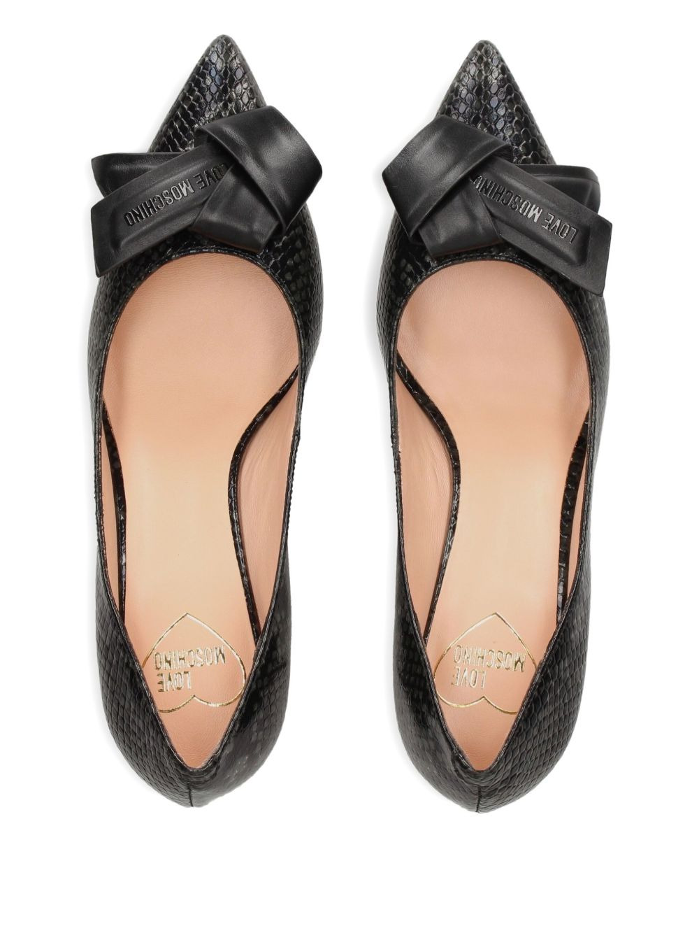 snakeskin bow pumps - 3