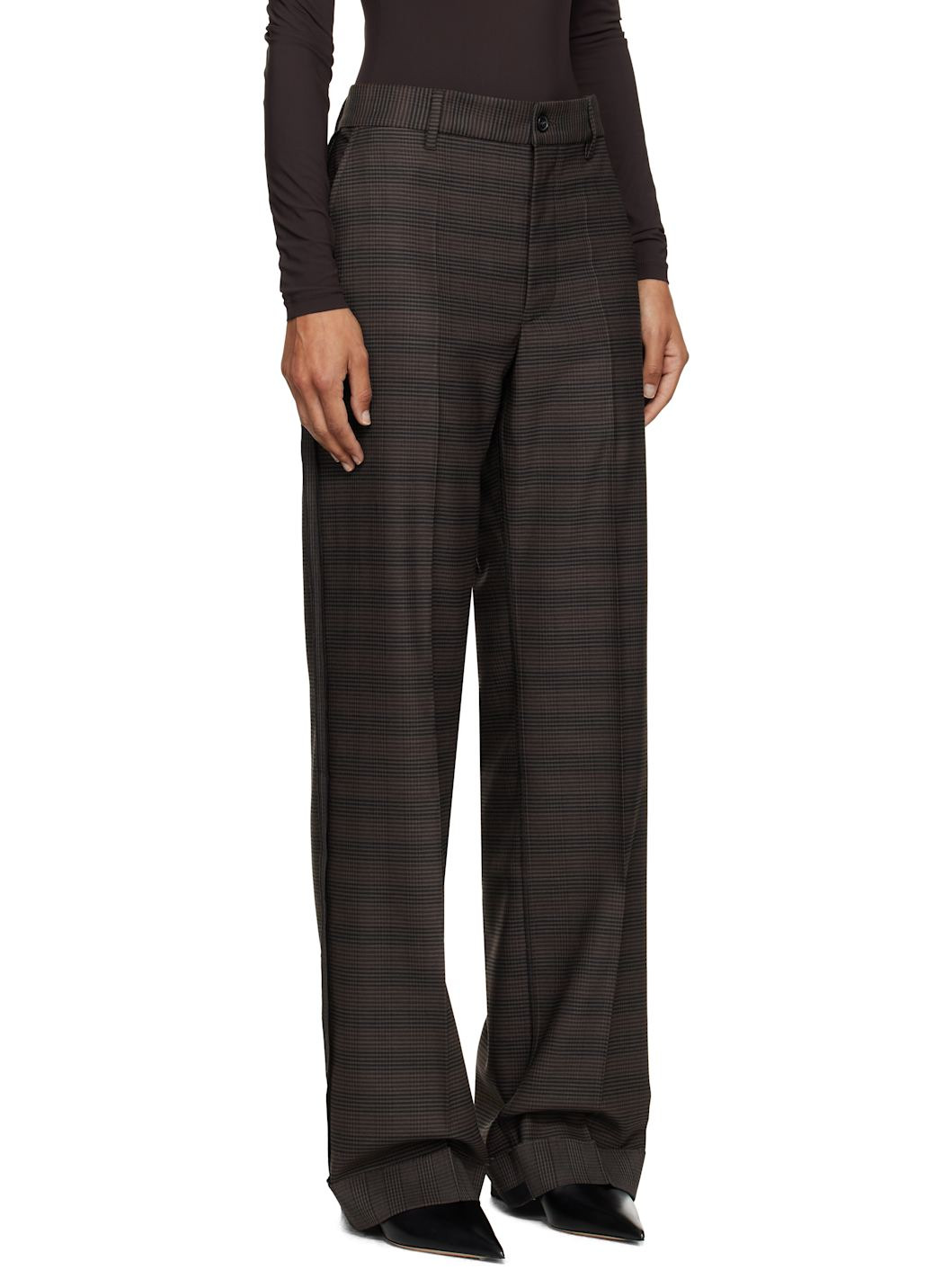 Brown & Black Checked Tailoring Trousers - 2