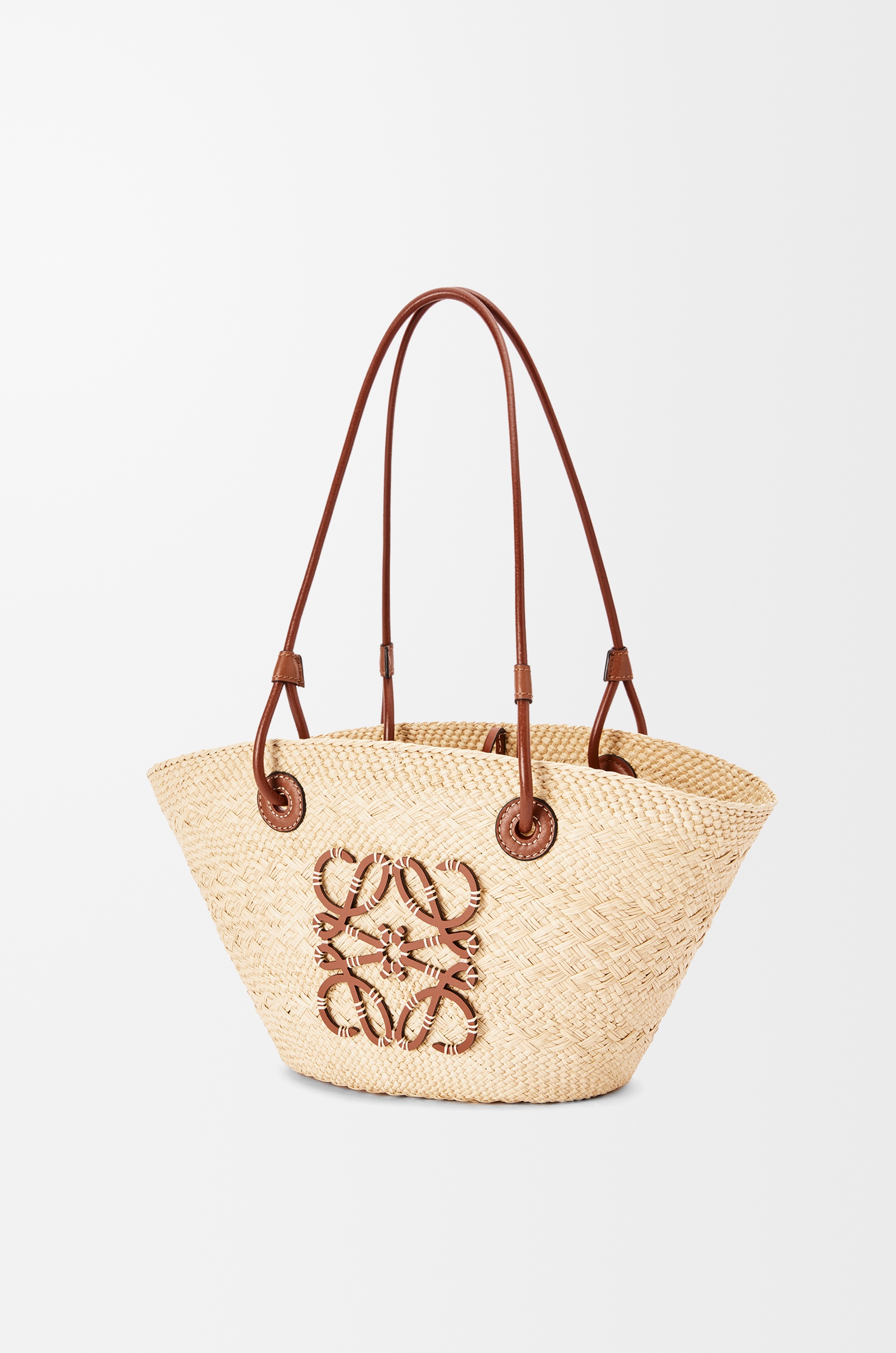Small Anagram Basket bag in iraca palm and calfskin - 4