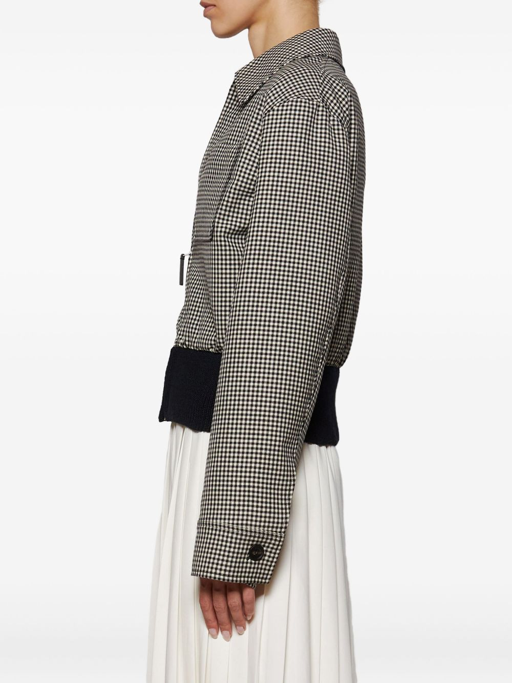 check-pattern zip-front jacket - 4