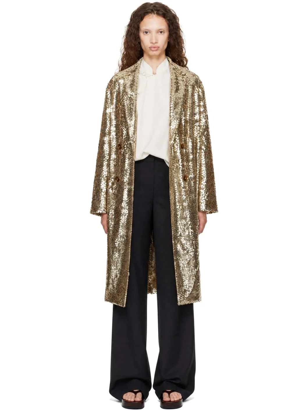 Gold Sequin Worcester Coat - 1