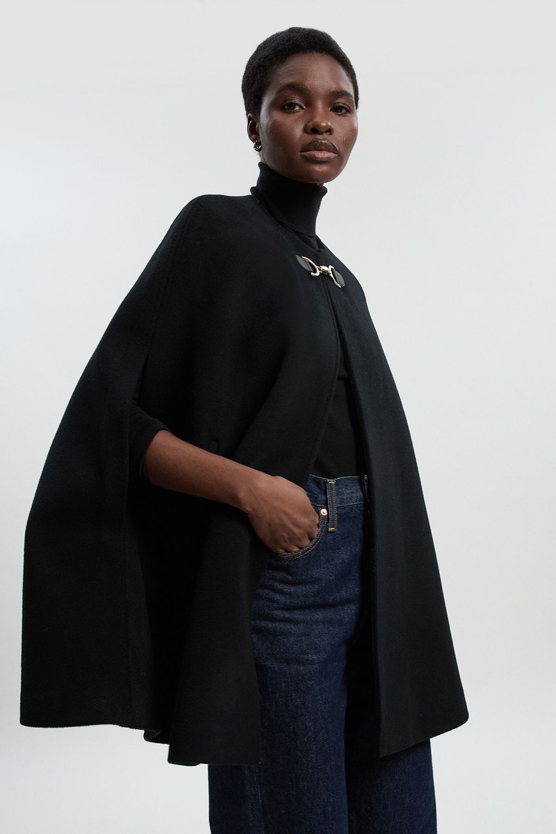 Wool Tailored Cape Short Coat 1