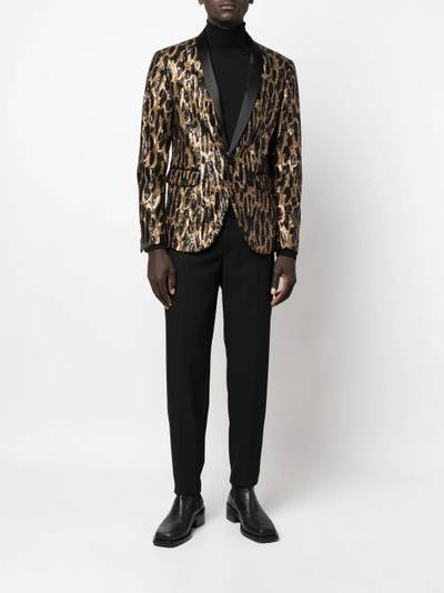 DSQUARED2 leopard-print single-breasted blazer outlook