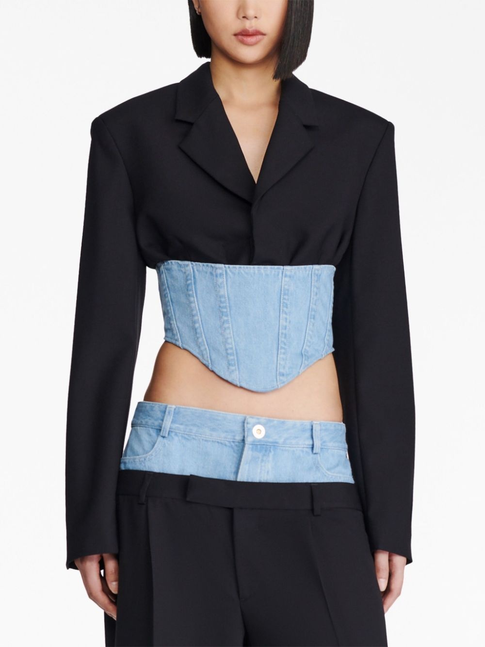 cropped corset-style blazer - 3