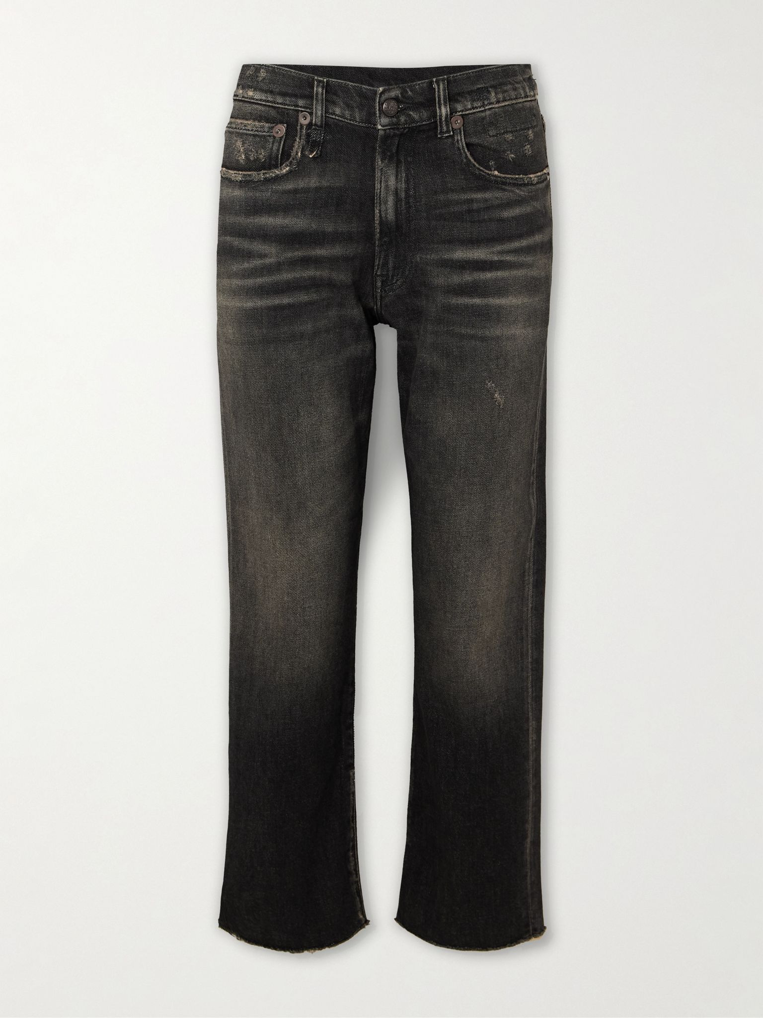 Boyfriend cropped distressed high-rise straight-leg jeans Black - 1