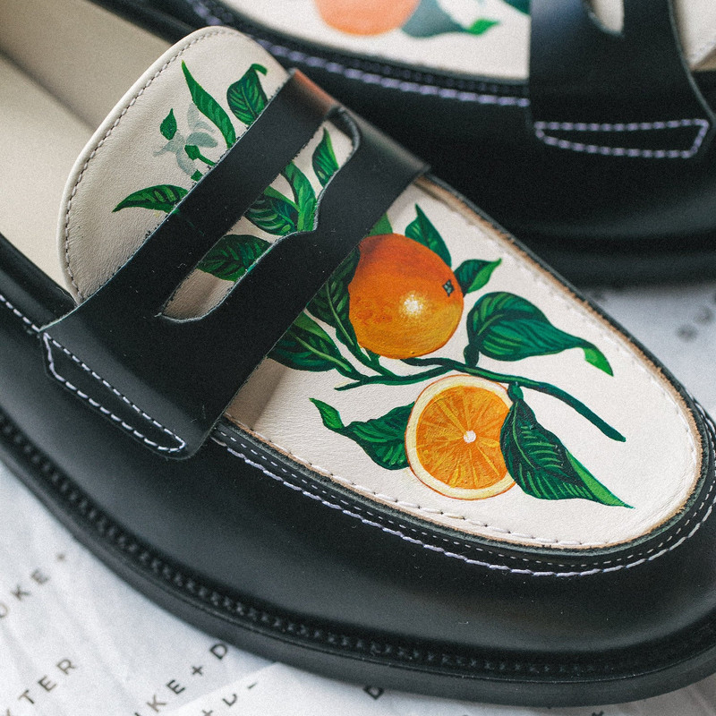 Wilde Hand-Painted Orange Penny Loafer - Men's 6