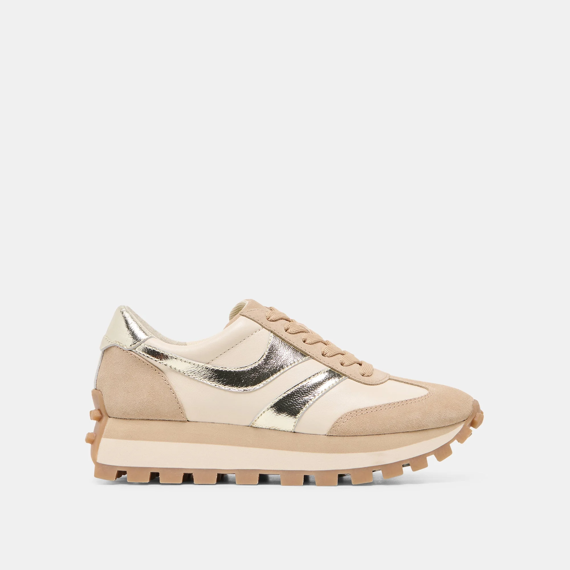 TRESA SNEAKERS WHITE GOLD SUEDE - 1